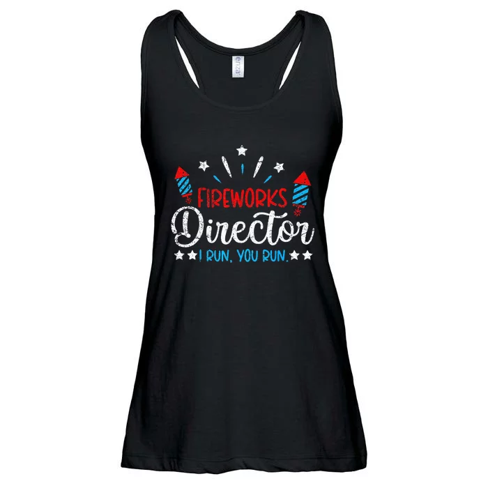 Retro 4th Of July Funny Fireworks Director If I Run You Run Ladies Essential Flowy Tank