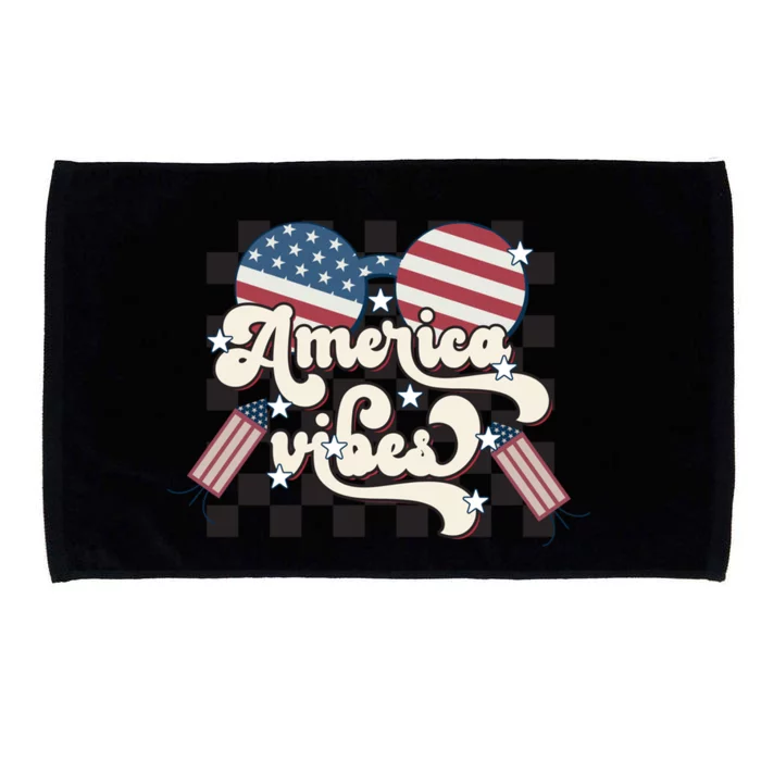 Retro 4th Of July Meaningful Gift America Vibes Vintage Usa Sunglasses Gift Microfiber Hand Towel