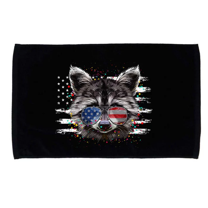 Raccoon 4th Of July Sunglasses Patriotic USA Flag Microfiber Hand Towel