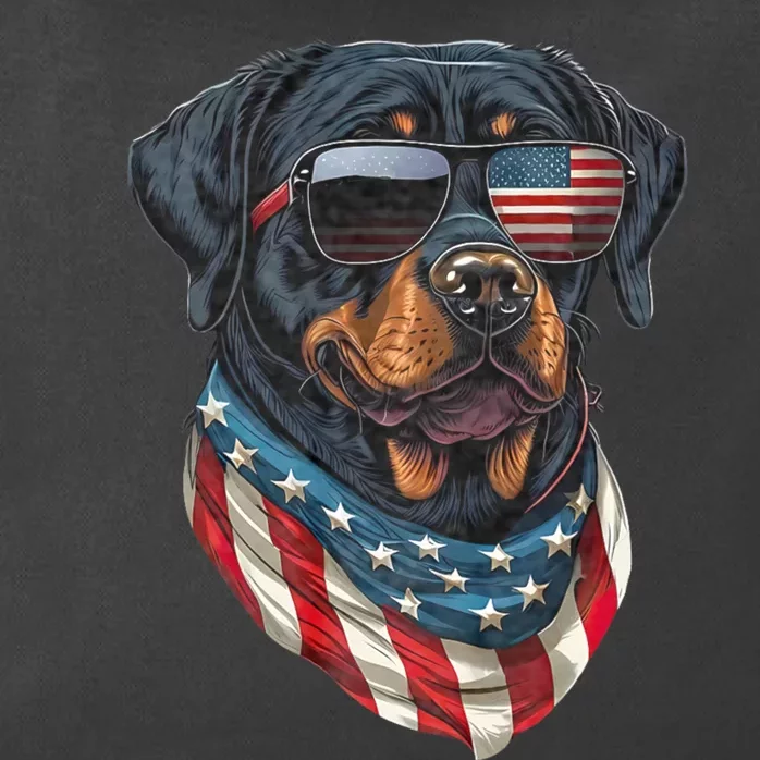 Rottweiler 4th Of July American Flag Glasses Stay Cool Zip Tote Bag