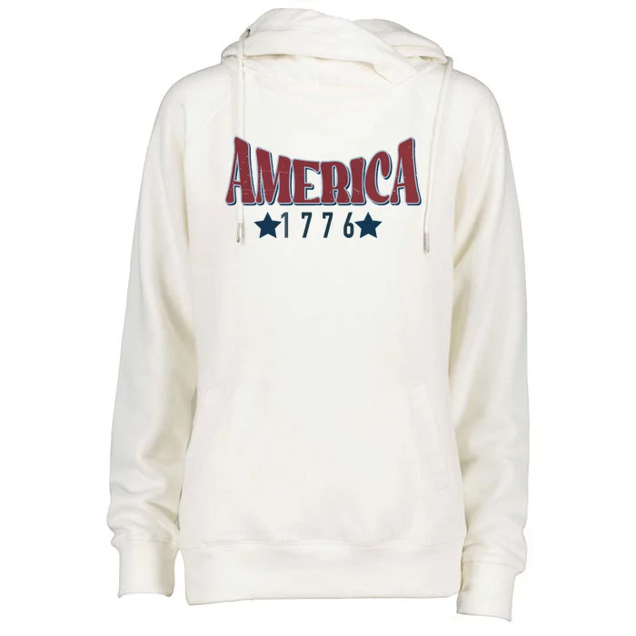 Retro 4th Of July Womens Funnel Neck Pullover Hood