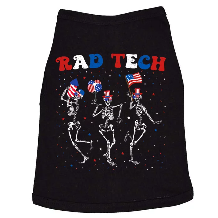 Radiology 4th Of July Rad Tech Xray Tech Skeleton Patriotic Doggie Tank