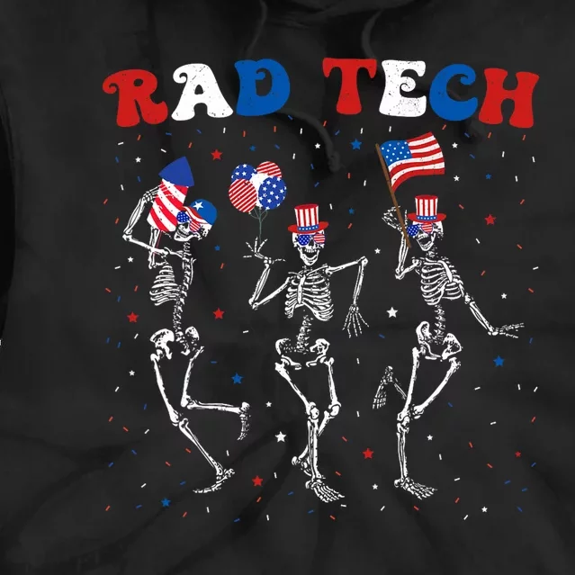 Radiology 4th Of July Rad Tech Xray Tech Skeleton Patriotic Tie Dye Hoodie