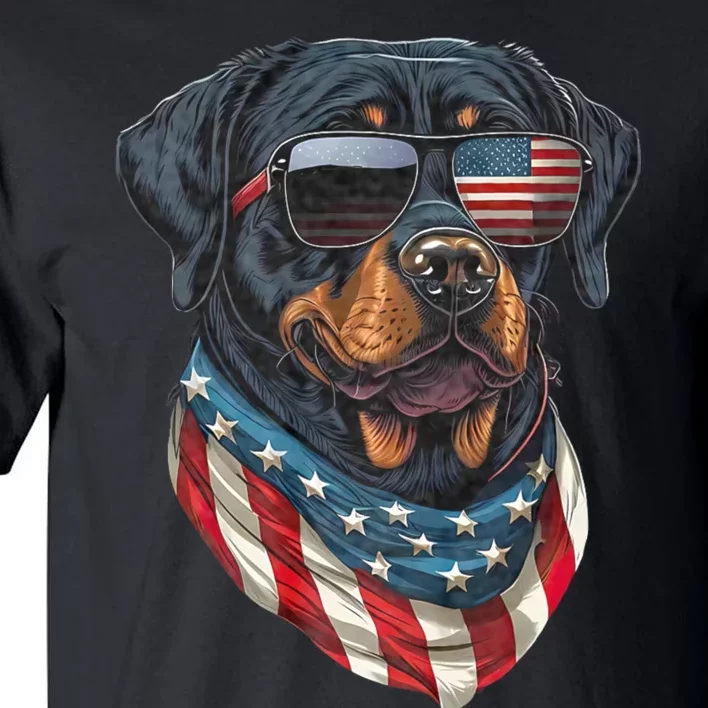 Rottweiler 4th Of July American Flag Glasses Stay Cool Tall T-Shirt