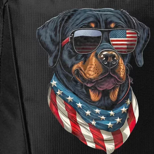 Rottweiler 4th Of July American Flag Glasses Stay Cool City Backpack