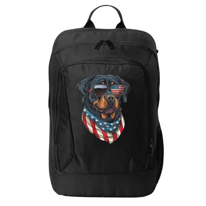 Rottweiler 4th Of July American Flag Glasses Stay Cool City Backpack