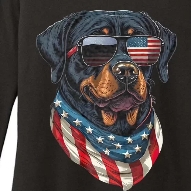 Rottweiler 4th Of July American Flag Glasses Stay Cool Womens CVC Long Sleeve Shirt