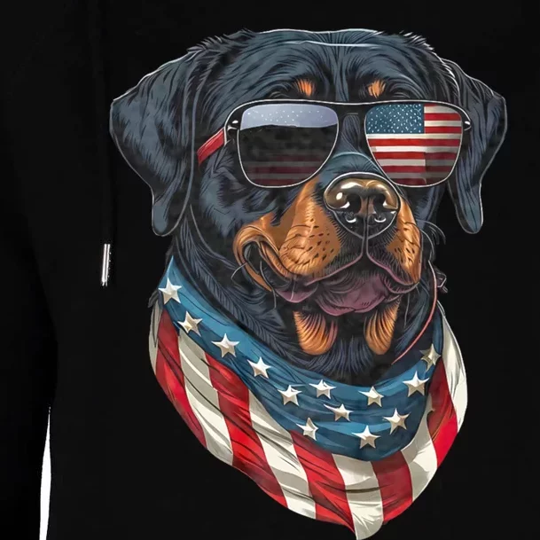 Rottweiler 4th Of July American Flag Glasses Stay Cool Womens Funnel Neck Pullover Hood