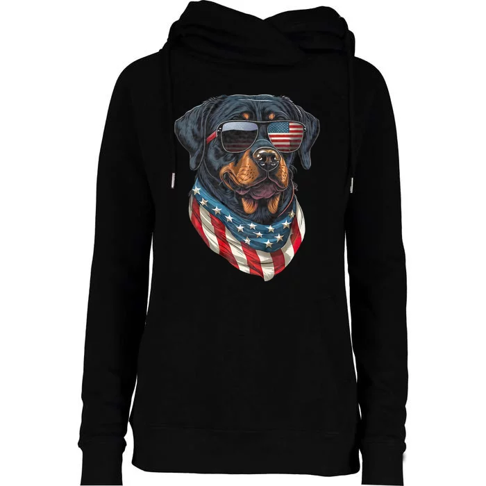 Rottweiler 4th Of July American Flag Glasses Stay Cool Womens Funnel Neck Pullover Hood