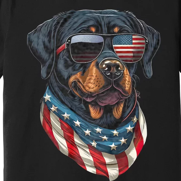 Rottweiler 4th Of July American Flag Glasses Stay Cool Premium T-Shirt