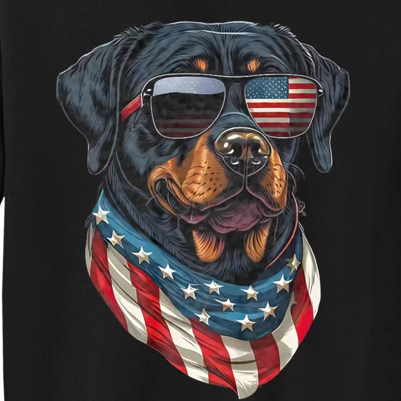 Rottweiler 4th Of July American Flag Glasses Stay Cool Tall Sweatshirt