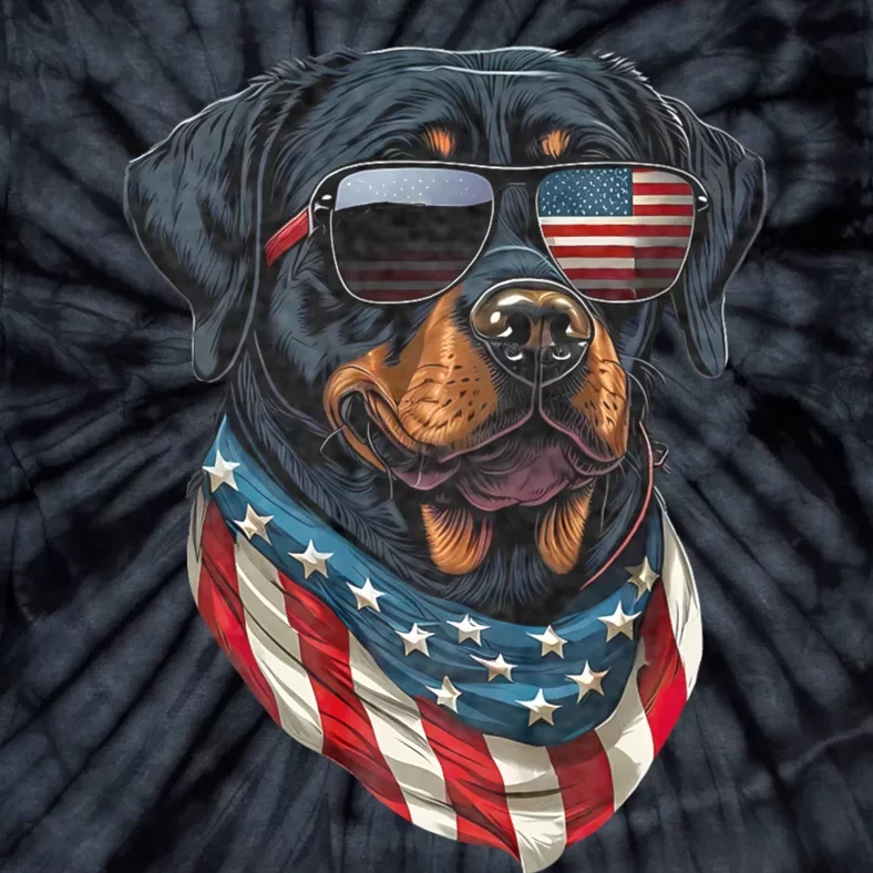 Rottweiler 4th Of July American Flag Glasses Stay Cool Tie-Dye T-Shirt