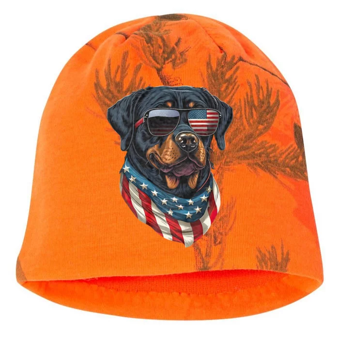 Rottweiler 4th Of July American Flag Glasses Stay Cool Kati - Camo Knit Beanie