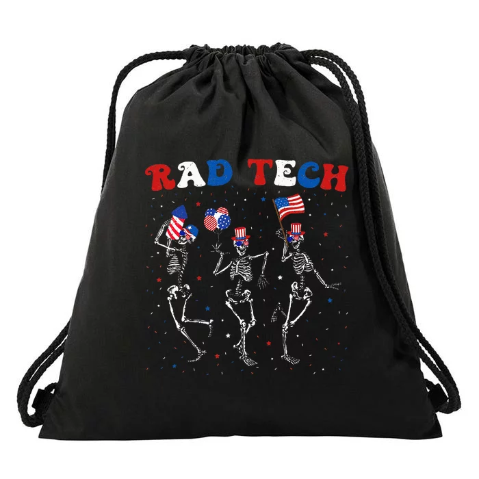 Radiology 4th Of July Rad Tech Xray Tech Skeleton Drawstring Bag