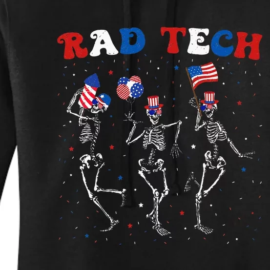 Radiology 4th Of July Rad Tech Xray Tech Skeleton Women's Pullover Hoodie