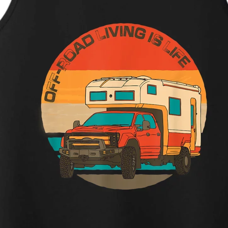 Rugged 4x4 Pickup Truck Retro Sunset OffRoad Living Is Life Performance Tank