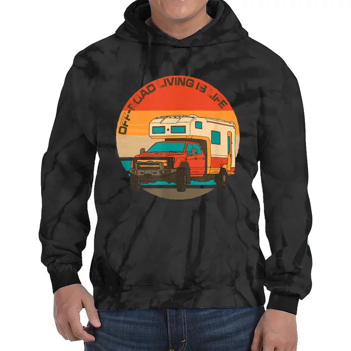 Rugged 4x4 Pickup Truck Retro Sunset OffRoad Living Is Life Tie Dye Hoodie