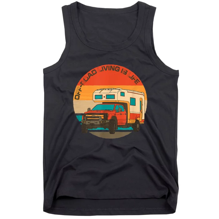 Rugged 4x4 Pickup Truck Retro Sunset OffRoad Living Is Life Tank Top