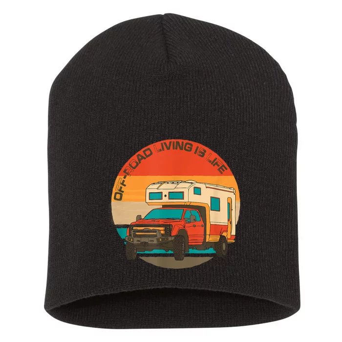 Rugged 4x4 Pickup Truck Retro Sunset OffRoad Living Is Life Short Acrylic Beanie