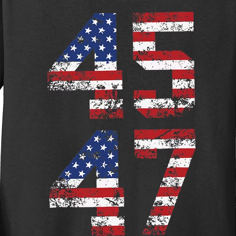 Retro 4547 Trump 2024 Trump Supporter President Election Kids Long Sleeve Shirt