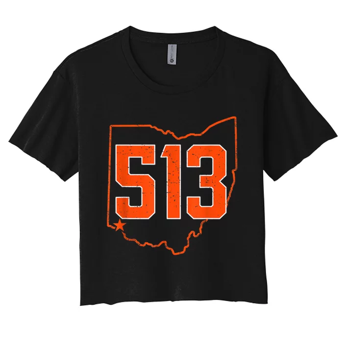 Retro 513 Cincinnati Ohio Vintage Sports Souvenir Women's Crop Top Tee