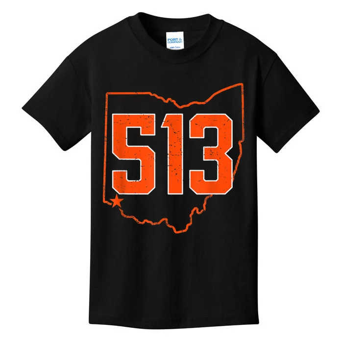 Retro 513 Cincinnati Ohio Vintage Sports Souvenir Kids T-Shirt