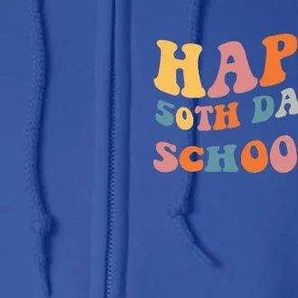 Retro 50 days of school 50th day of school Groovy Full Zip Hoodie