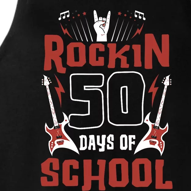 Rockin 50 Days Of School 50th Day Of School 50 Days Smarter Ladies Tri-Blend Wicking Tank