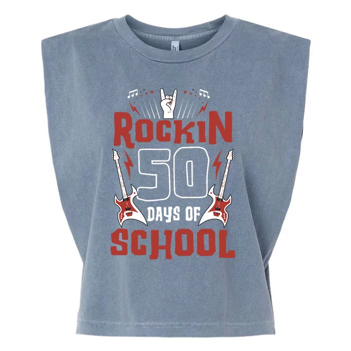 Rockin 50 Days Of School 50th Day Of School 50 Days Smarter Garment-Dyed Women's Muscle Tee