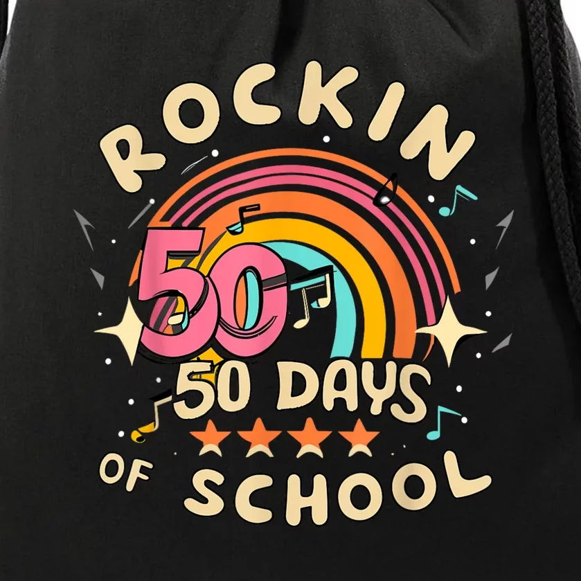 Rockin 50 Days Of School 50th Day Of School Drawstring Bag