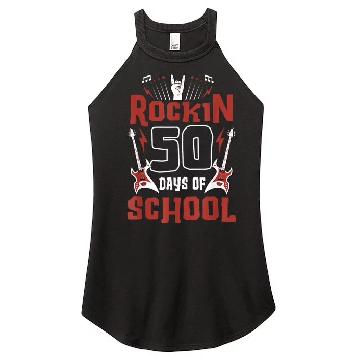 Rockin 50 Days Of School 50th Day Of School 50 Days Smarter Women’s Perfect Tri Rocker Tank