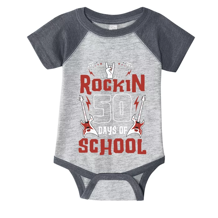 Rockin 50 Days of School 50th Day of School 50 Days Smarter Infant Baby Jersey Bodysuit