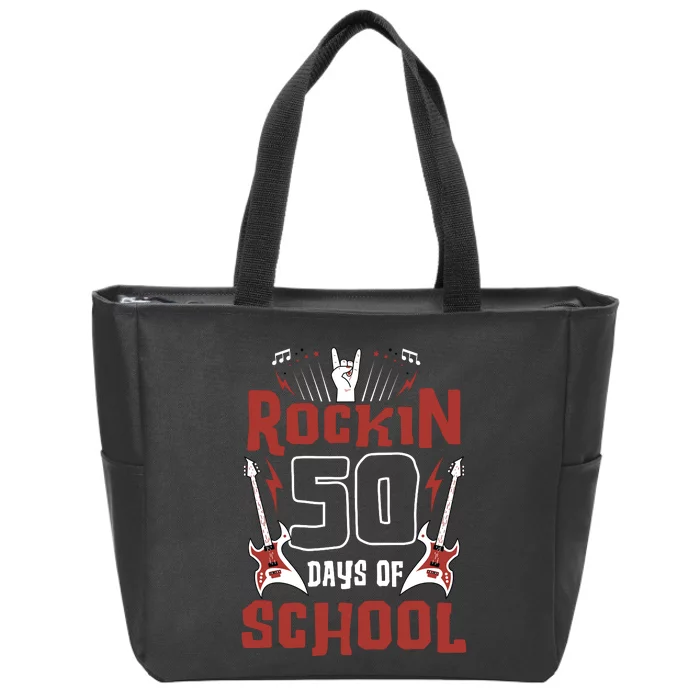 Rockin 50 Days Of School 50th Day Of School 50 Days Smarter Zip Tote Bag