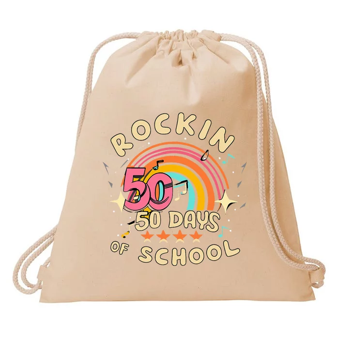 Rockin 50 Days of School 50th Day of School Drawstring Bag