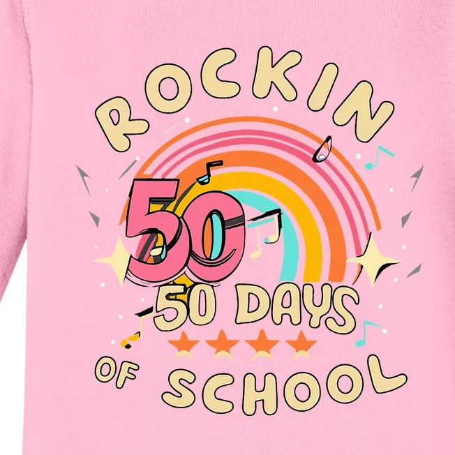 Rockin 50 Days of School 50th Day of School Baby Long Sleeve Bodysuit