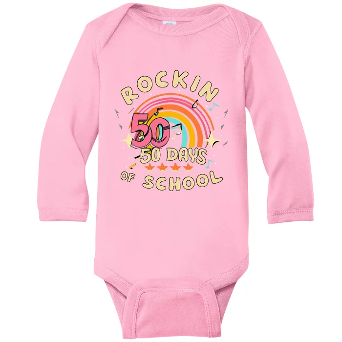 Rockin 50 Days of School 50th Day of School Baby Long Sleeve Bodysuit