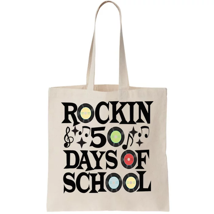 Rockin' 50th Day Celebration School Milestone Tote Bag