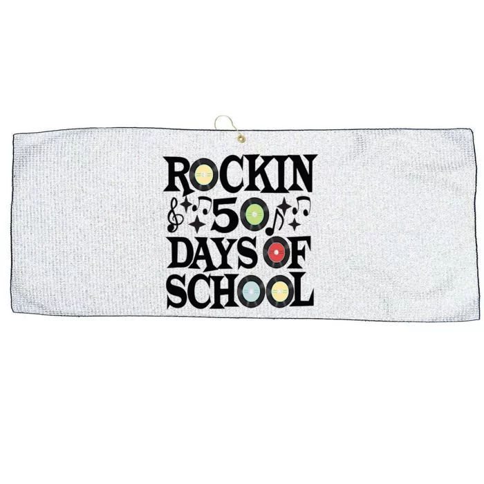 Rockin' 50th Day Celebration School Milestone Large Microfiber Waffle Golf Towel