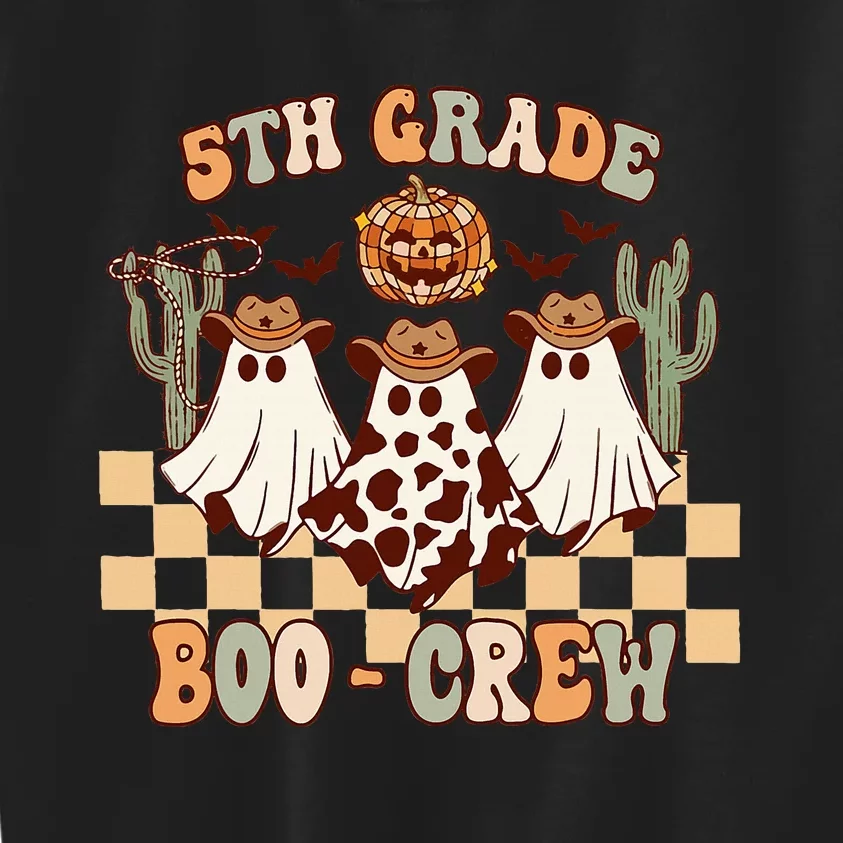 Retro 5th Grade Boo Crew Ghost Cowboy Hat Teacher Halloween Kids Sweatshirt