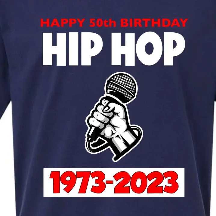 Retro 50 Years Hip Hop 50th Anniversary Mic Gift Sueded Cloud Jersey T-Shirt