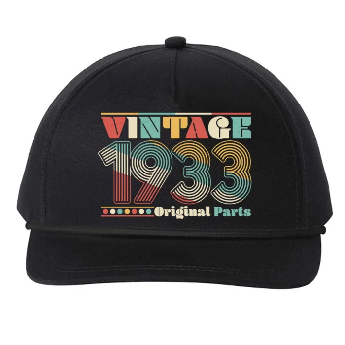 Retro 60s 70s Style Vintage 1933 Original Parts 90th Birthday Snapback Five-Panel Rope Hat