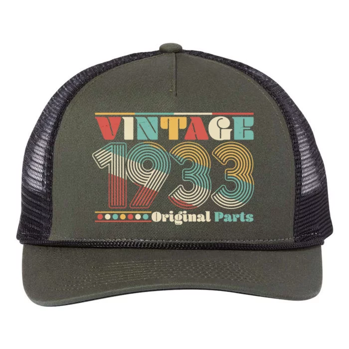 Retro 60s 70s Style Vintage 1933 Original Parts 90th Birthday Retro Rope Trucker Hat Cap