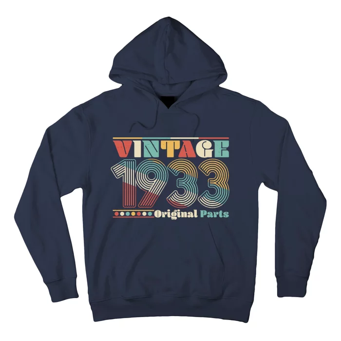 Retro 60s 70s Style Vintage 1933 Original Parts 90th Birthday Hoodie