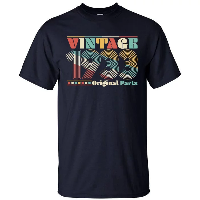 Retro 60s 70s Style Vintage 1933 Original Parts 90th Birthday Tall T-Shirt