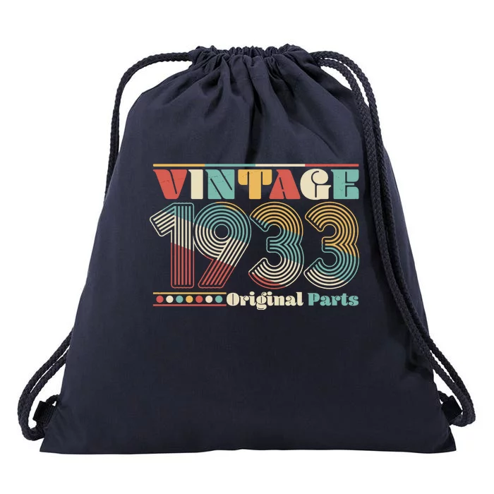 Retro 60s 70s Style Vintage 1933 Original Parts 90th Birthday Drawstring Bag