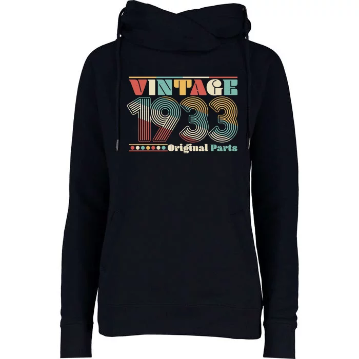 Retro 60s 70s Style Vintage 1933 Original Parts 90th Birthday Womens Funnel Neck Pullover Hood