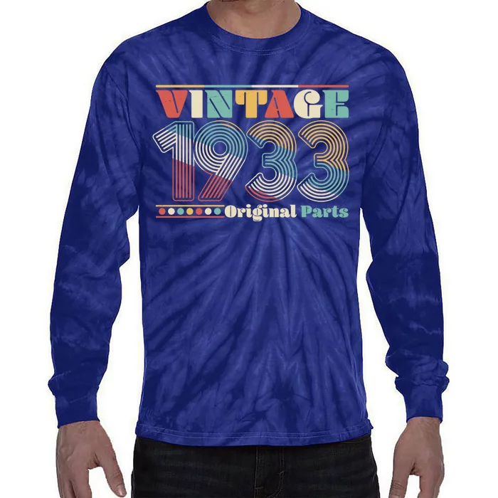 Retro 60s 70s Style Vintage 1933 Original Parts 90th Birthday Tie-Dye Long Sleeve Shirt