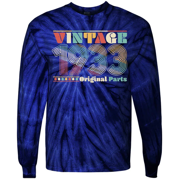 Retro 60s 70s Style Vintage 1933 Original Parts 90th Birthday Tie-Dye Long Sleeve Shirt