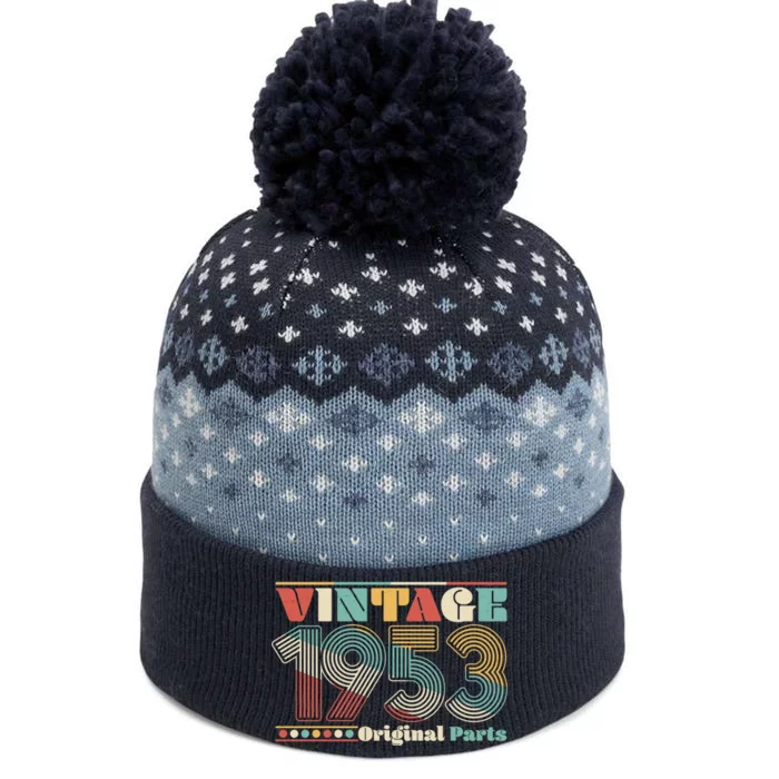 Retro 60s 70s Style Vintage 1953 Original Parts 70th Birthday The Baniff Cuffed Pom Beanie