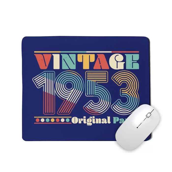 Retro 60s 70s Style Vintage 1953 Original Parts 70th Birthday Mousepad